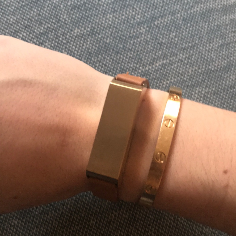 Gold and leather bracelet for Fitbit Flex